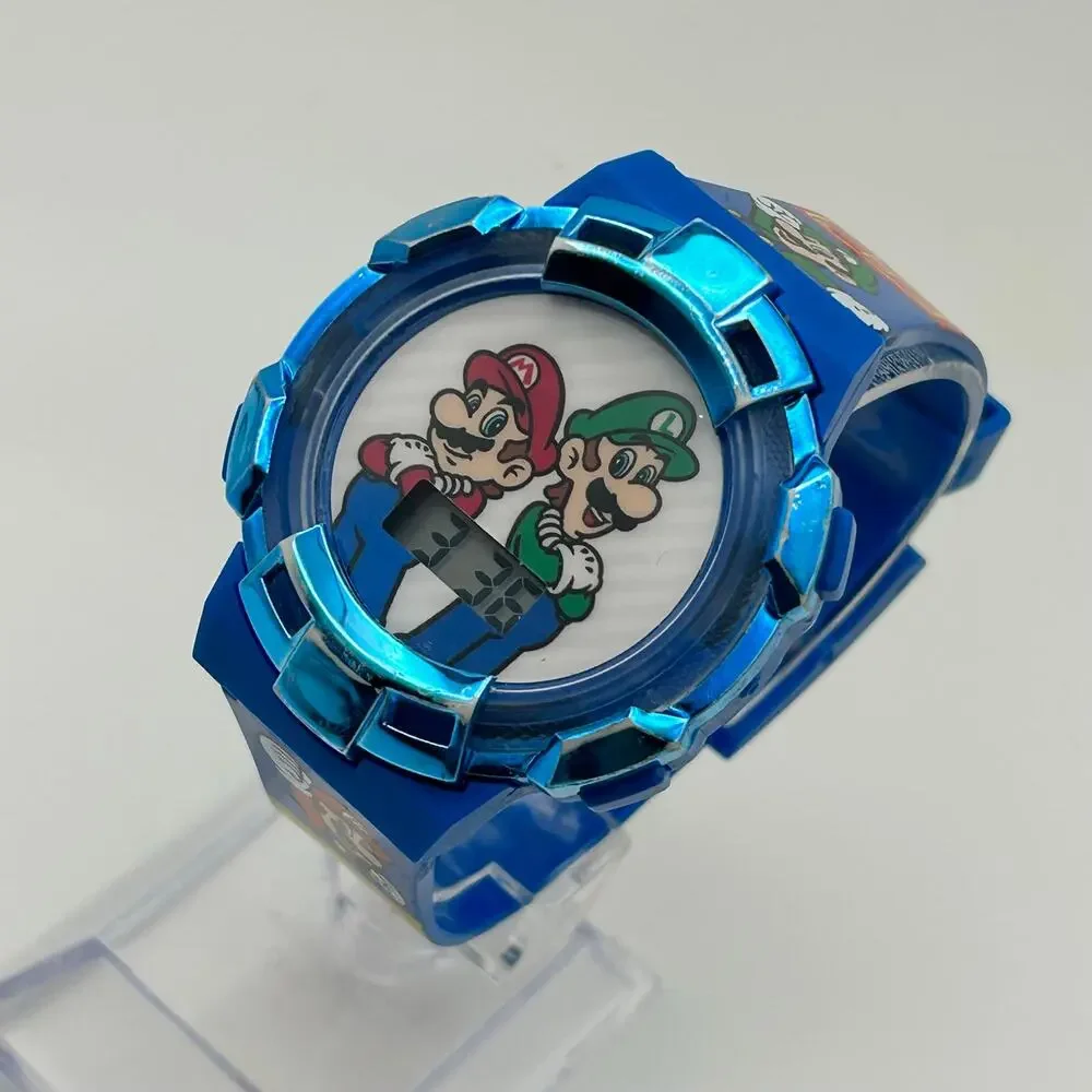 Accutime Super Mario Digital Watch Blue Bezel Working New Battery